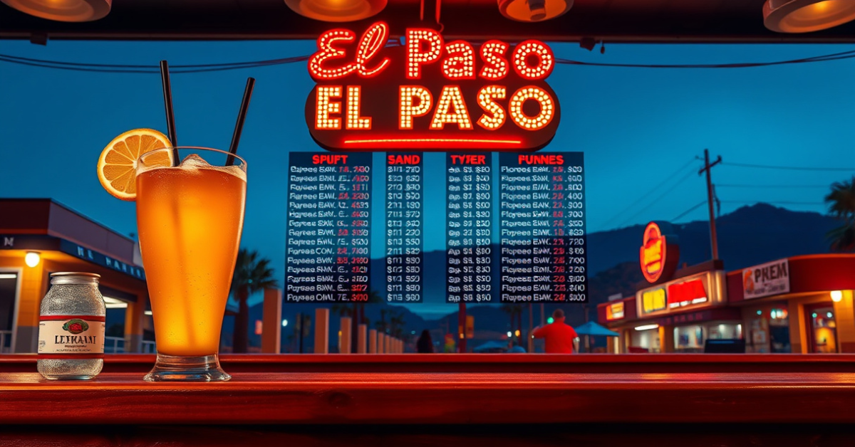 El Paso Drink Menu With Prices For 2026
